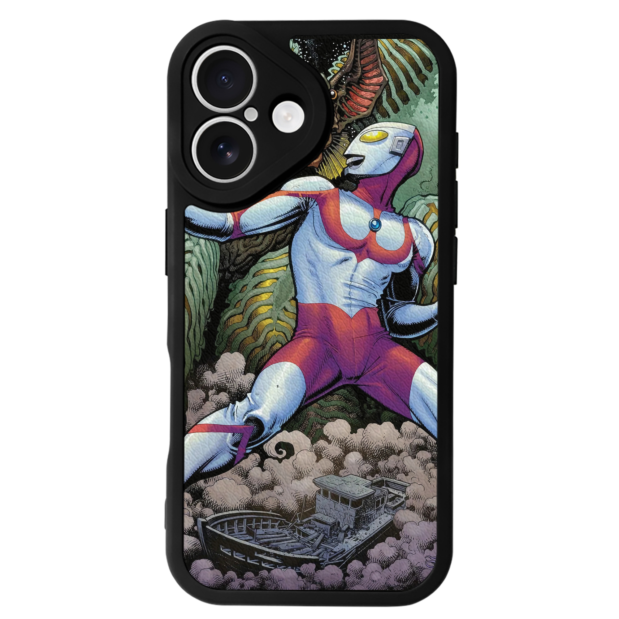 （画像用） ウルトラマン Ultraman 【iPhone 16シリーズ対応】シリコンスマホケース（レザー調） 材質：シリコン